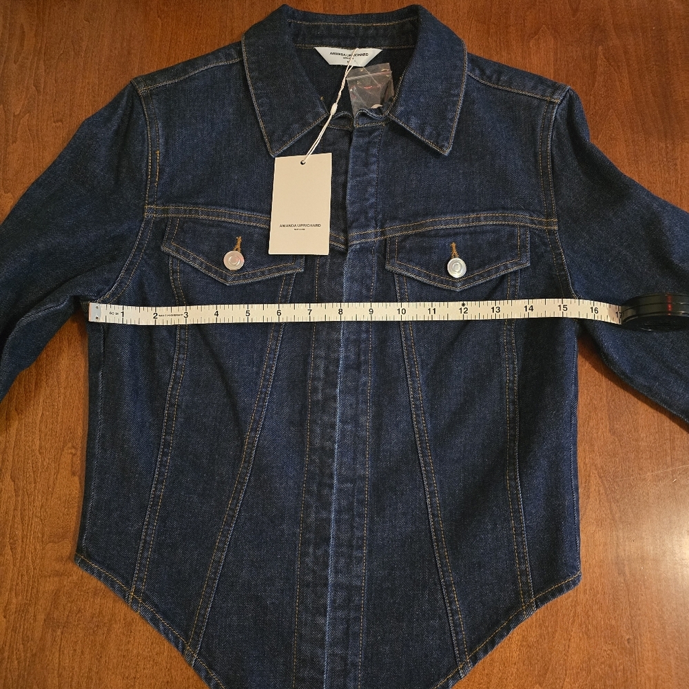 NWT Amanda Uprichard Bristol Denim Top in Dark Blue Heritage Wash - Sz Medium - Picture 10 of 16